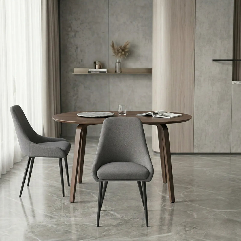 Eddy Set of 2 Fabric Dining Chairs, Dark Grey