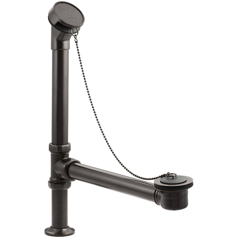 Antique 1.5" Chain and Plug Bathroom Sink Drain with Overflow, Oil Rubbed Bronze