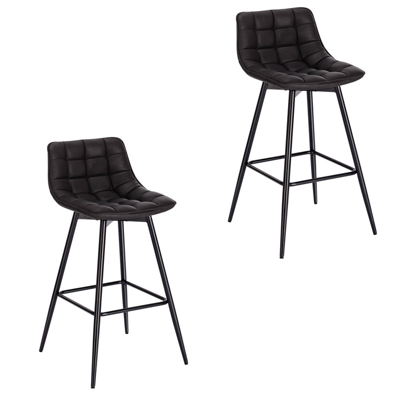 Upholstered Counter Stool with Metal Frame, Anthracite