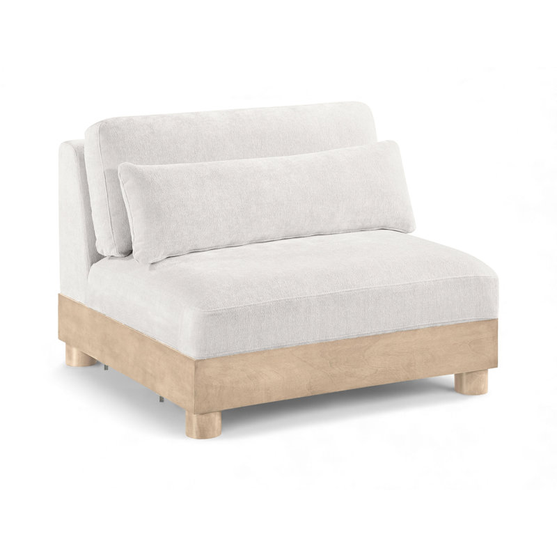 Fauteuil modulaire rembourré en tissu Turin Chenille, Tissu chenille crème, Naturel