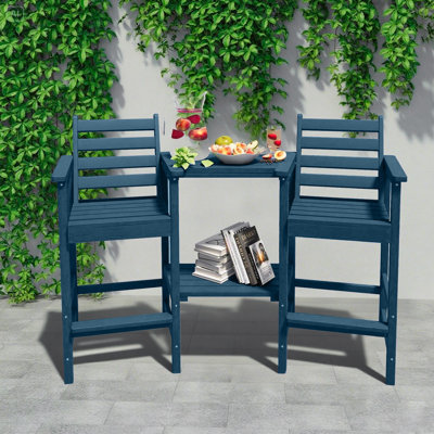 Ensemble de chaises hautes en PEHD Adirondack avec plateaux doubles amovibles (ensemble de 2)