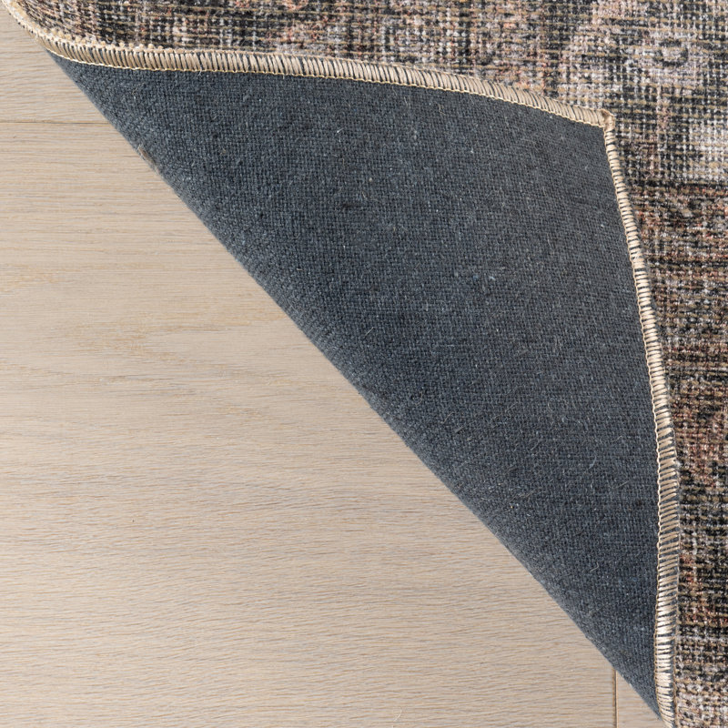 Jeccica Distressed Vintage Medallion Jute Blend Polyester Area Rug, Rectangle 9' x 12'
