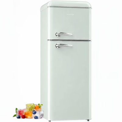 Réfrigérateur rétro avec congélateur supérieur 7,5 pi³ BANGson Vert | Réfrigérateur 2 portes pour appartement, thermostat réglable, réfrigérateur pour le bureau, la cuisine et la maison