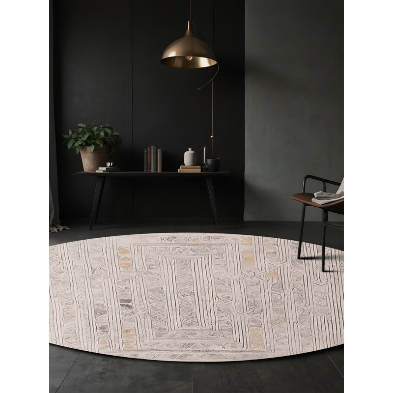 Machine Washable Gray Area Rug, Round 8'