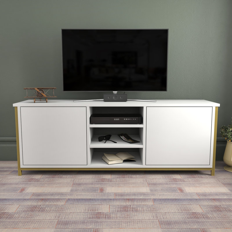 Rozaje TV Stand for TVs up to 60", Gold/White