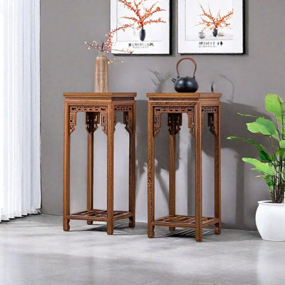 Solid Wood Exquisitely Carved Plant Stands