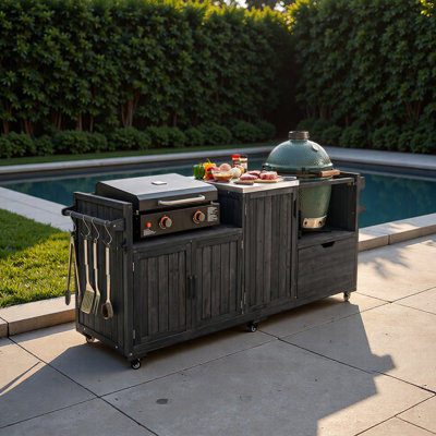 Îlot de cuisine 80,5 po, chariot de table en bois massif avec plateau en acier inoxydable et tiroir