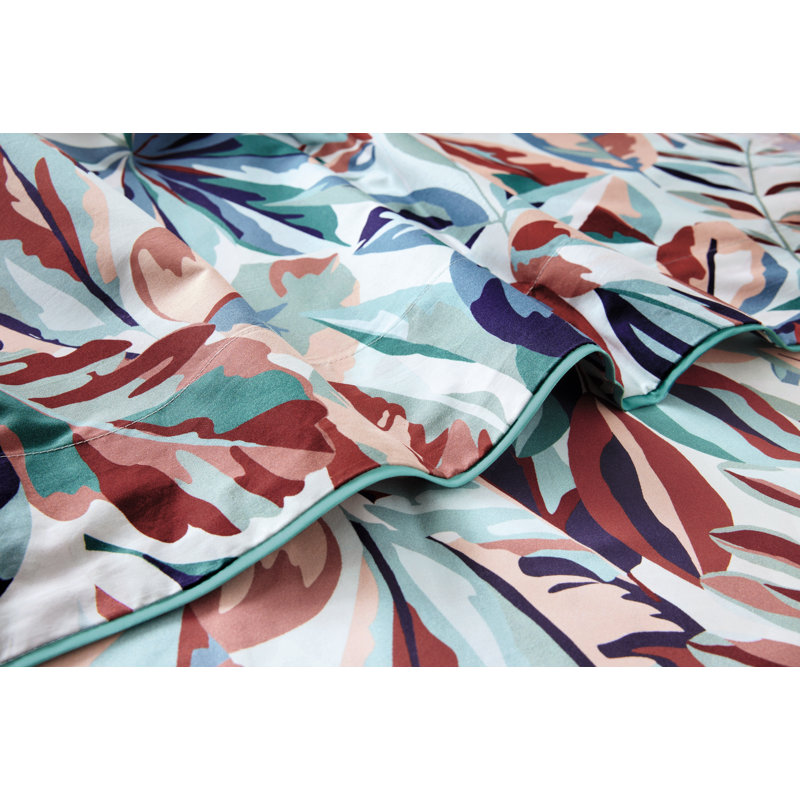 Postcard King Flat Sheet, Blue/White/Red
