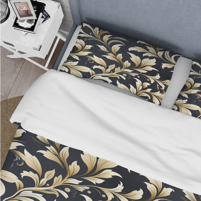 Ensemble de housse de couette damassé Beige Sleek Damask Harmony, Housse de couette simple + 1 taie décorative stan