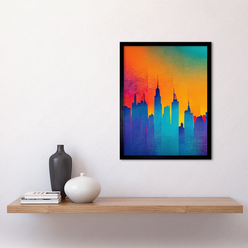 Warm Bright New York Sunset Skyline - Single Picture Frame Print
