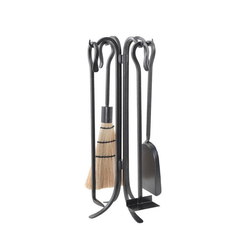 Ensemble d'outils de foyer en fer forgé 4 pièces Donnan