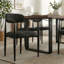 Ensemble de table de salle à manger 7 pièces en noyer moderne pour table rectangulaire en grain de bois de 6,71 po avec base en métal noir et fauteuils rembourrés-1990946346-1990946344