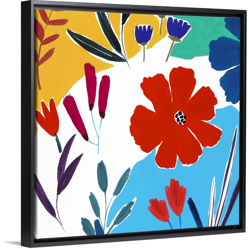 Reproduction d’art sur toile, "gaifulness II" par Isabelle Z, Toile avec cadre noir, H 38 po x l 38 po x P 1,75 po
