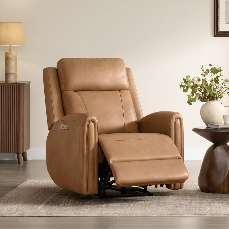 Zero Wall Vegan Leather Power Recliner, Camel