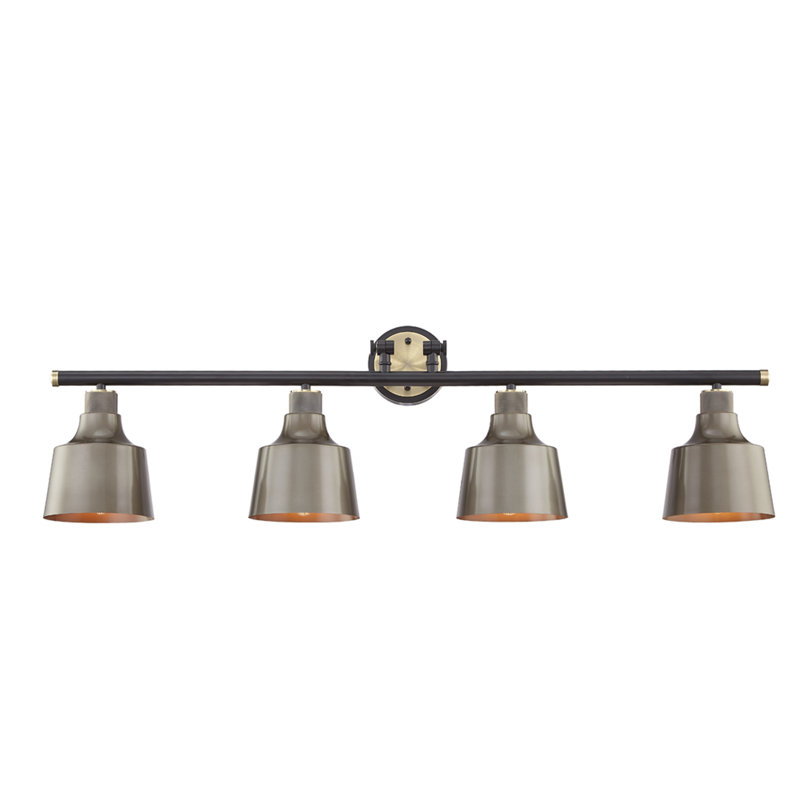 Yatesville 4 - Light Vanity Light, Black/Antique Brass, Gray