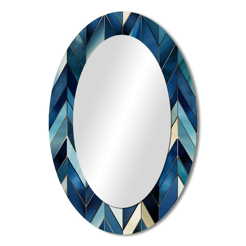 Rétro chevron géométrique rétro bleu cobalt - Chevron, H 36 po x l 24 po