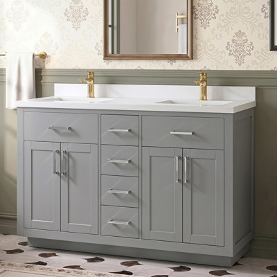 Meuble-lavabo de 60 po avec lavabo encastré en céramique certifié CUPC