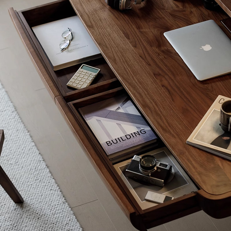 Household solid wood desk and chair set