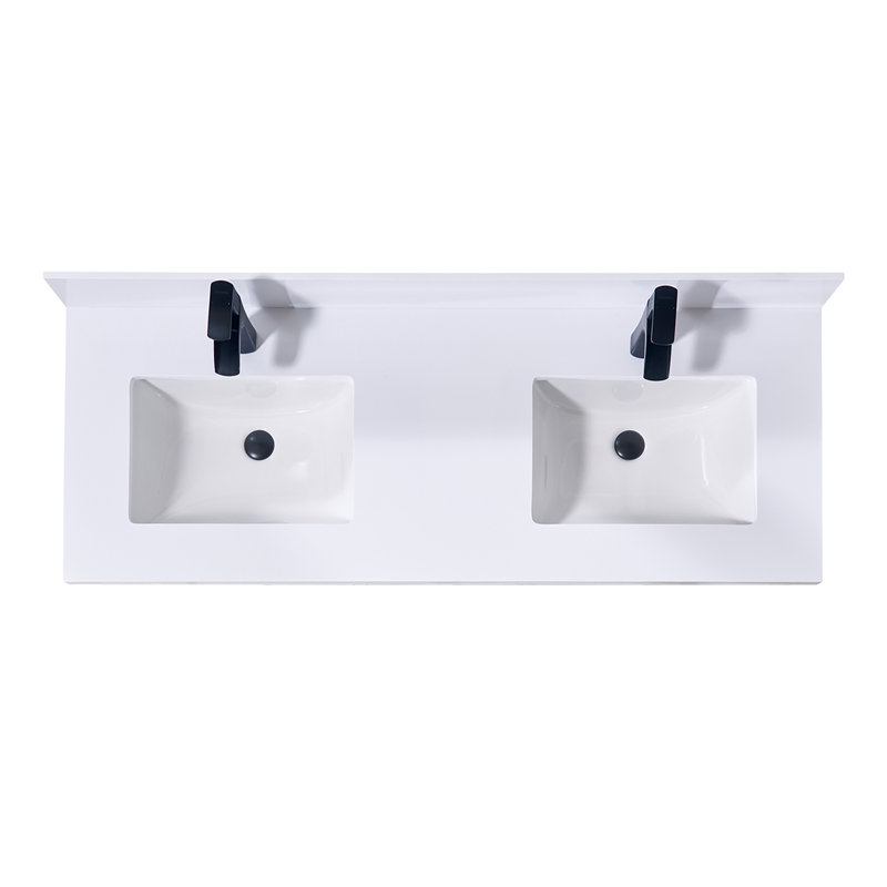 Caorle Double Bathroom Vanity Top in Snow White with Sink