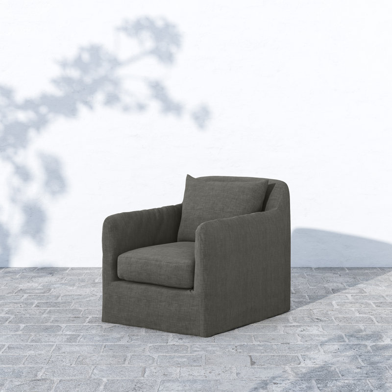 Dade Swivel Slipcovered Armchair, Charcoal
