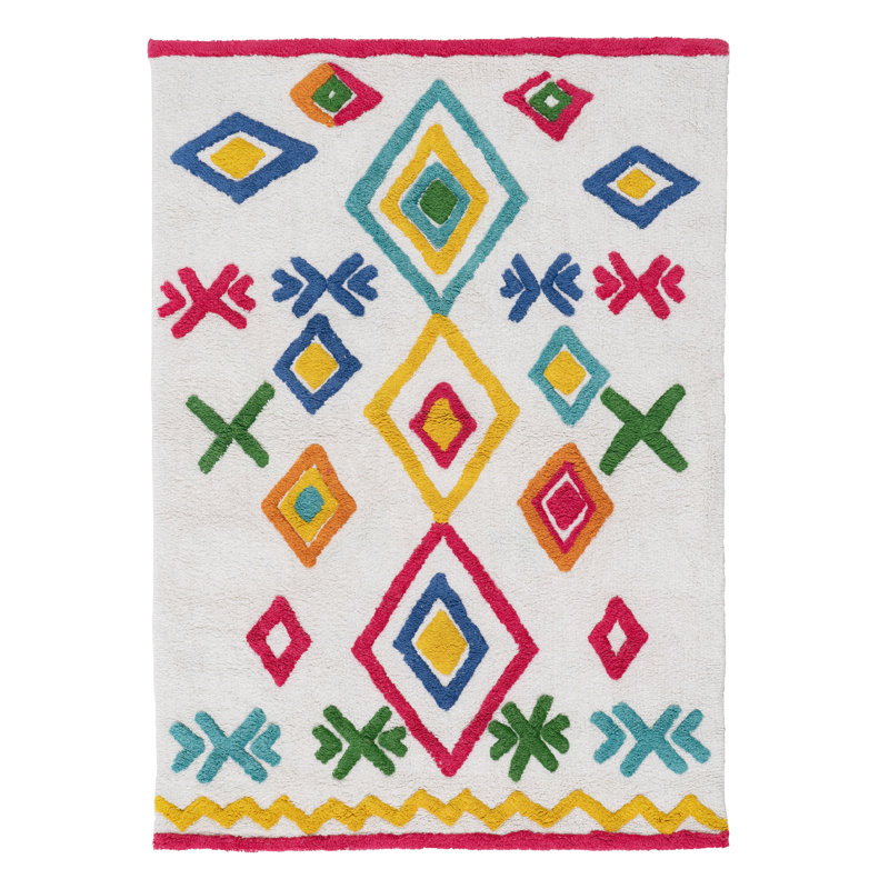 Theresia Cotton Red/Blue/Green Rug, Rectangle 100 x 135cm