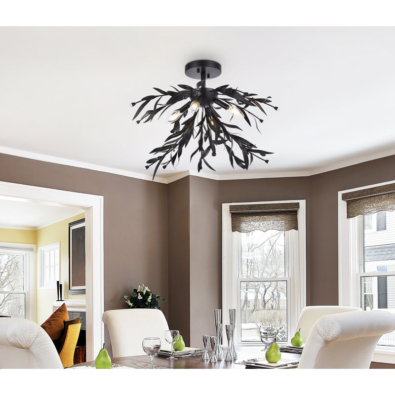 Plafonnier semi-encastré 4 lumières Guriopal, Noir, H 14,5 po x l 18,5 po x L 18,5 po