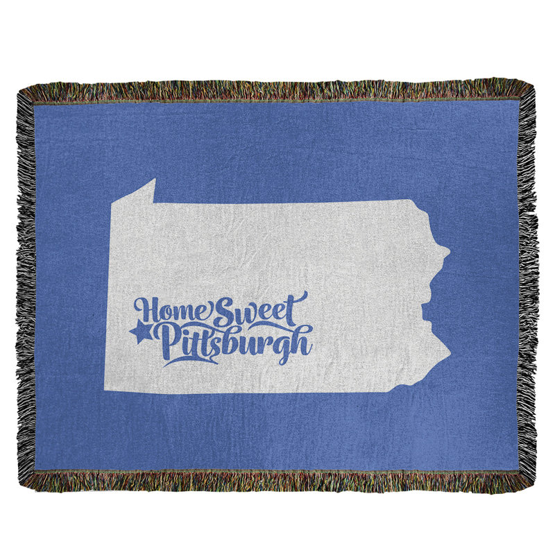 Jeté en coton tissé pittsburgh pennsylvanie, l 60 po x L 80 po, Bleu