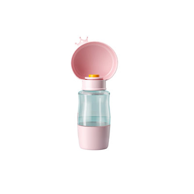 Gobelet portatif pour animaux de compagnie à usage extérieur combinant tasse d'eau et tasse à nourriture, 9,84 x 3,15 po, rose