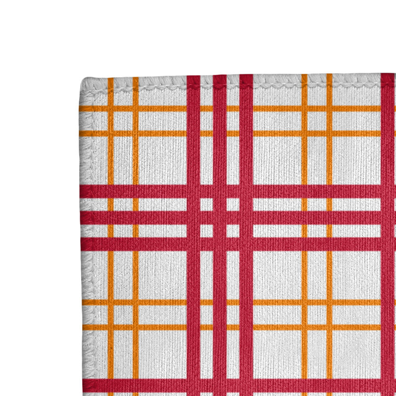 Tapis rouge / blanc à carreaux, Rectangle 5 pi x 7 pi