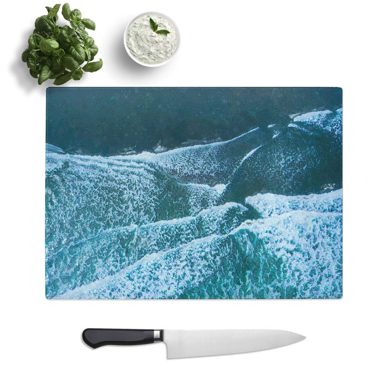 Tempered Glass San Francisco Beach Chopping Board, 39 cm W x 28.5 cm L
