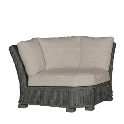 Canapé d'angle modulaire rustique tissé gris ardoise