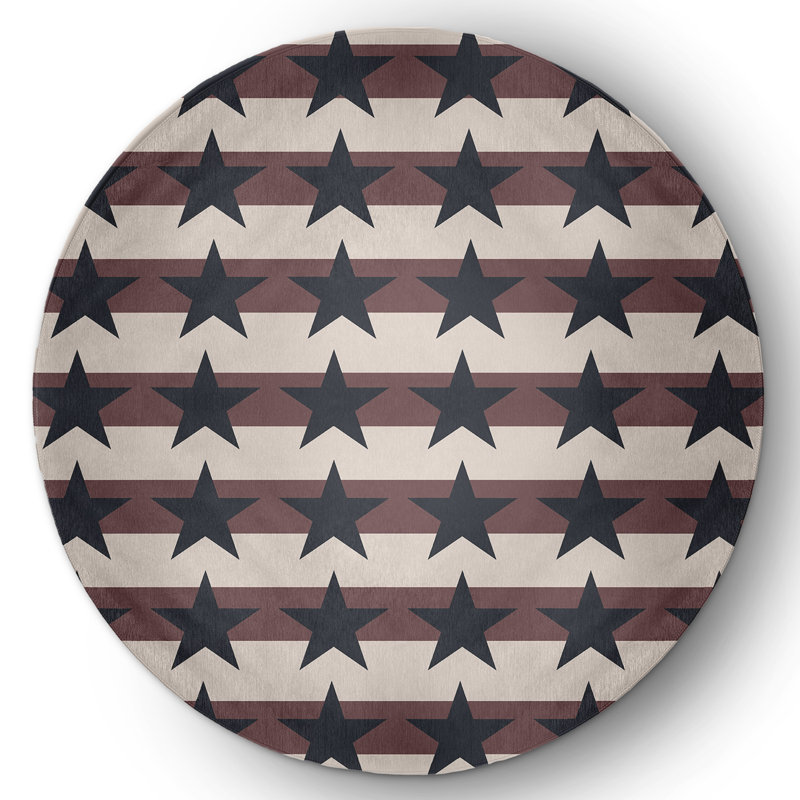 Chenille Striped Indoor / Outdoor Rug, Round 5'