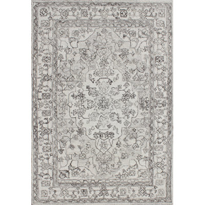 Tapis oriental rectangulaire en laine touffeté à la main ivoire / naturel