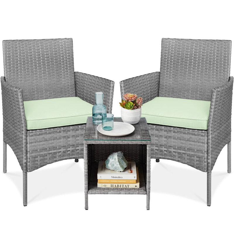 Patio Bistro Set, Gray, Light Mint