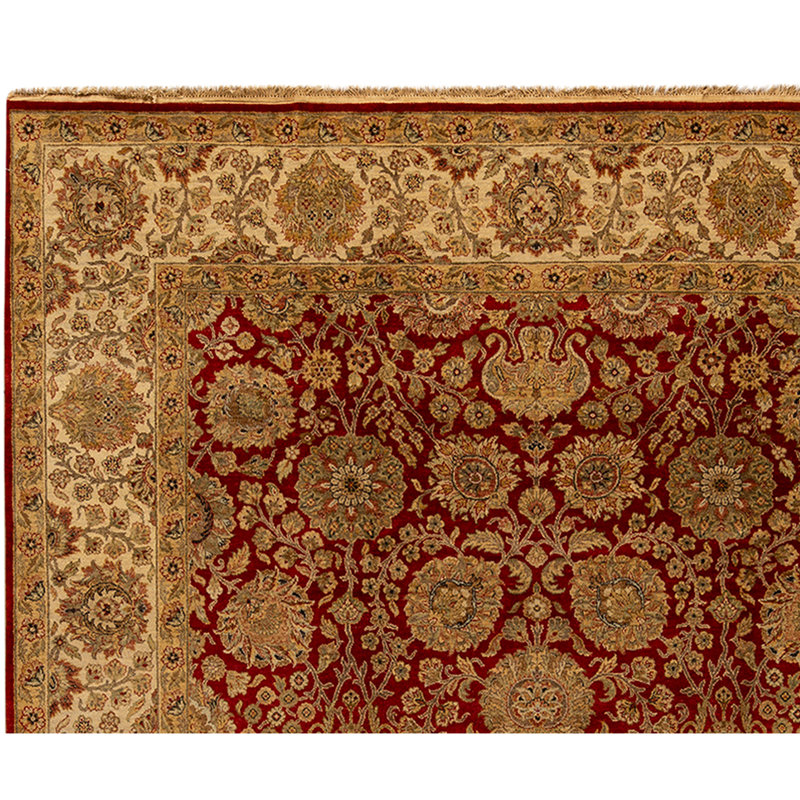 High-Quality Hand-Knotted Red And Ivory Area Rug