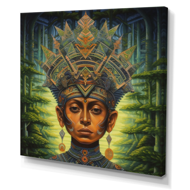Indigène chaman Amazon Sagesse sur toile, H 24 po x l 24 po x P 1 po, Toile tendue