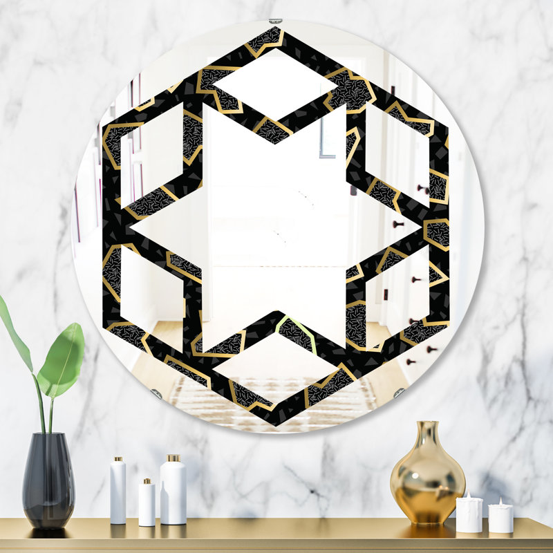 Miroir mural 80s hexagonal, moderne et contemporain &, H 23,6 po x l 23,6 po