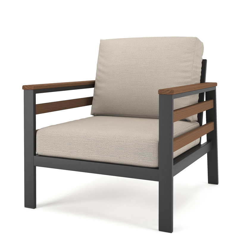 Townsend Patio Chair with Sunbrella® Cushions, Cast Silver Sunbrella®, Brown/Dark Grey