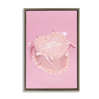 Pink Girl Power Cake Framed Floater Canvas by LISH Creative