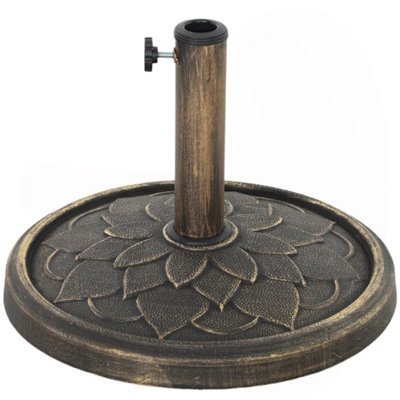 Base de support de parasol en résine, base de parasol ronde, support de parasol robuste, pour poteaux de parasol de 1,3 po / 1,5 po / 1,9 po