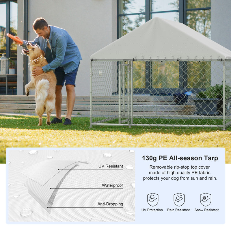 63'' H Panel Iron Exercise Pen With Door