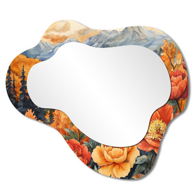 Peonies In The Autumn Mountains I - Peonies Cloud Decorative Wall Mirror, Traditional Vanity Mirror, Printed on Metal