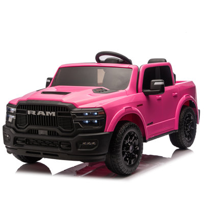 24 D 160 W sous licence officielle pour enfants 2 places Dodge RAM 2500, avec télécommande, suspension à 4 roues motrices et à 4 roues, espace de rangement et conception de porte haute, musique intégrée et Bluetooth, port USB / MP3 pour 3-6