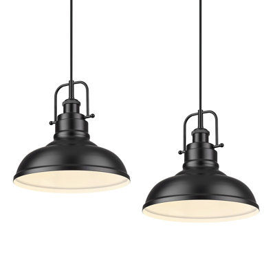 Ensemble de 2 luminaires suspendus 1 lumière à dôme industriel