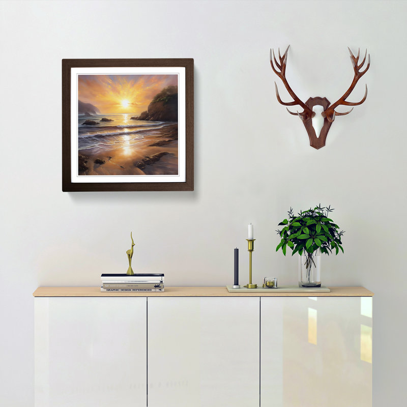 Sunrise Oil Painting No.4 - Framed Print, Walnut
