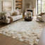 Tapis en cuir de vache beige fait à la main en patchwork de couleur beige, tapis en cuir neutre-74224540