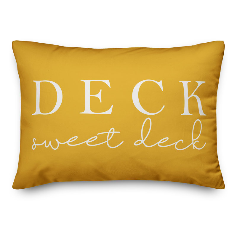 Textual Outdoor Throw Pillow, Yellow