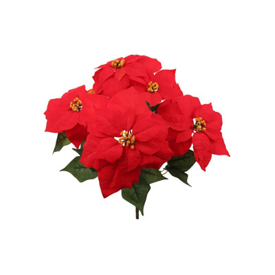 Bouquet de 20 poinsettias en velours de 20 po de hauteur - Fleurs rouges artificielles réalistes, parfaites pour les décorations des Fêtes, les décorations de Noël, les couronnes et les centres de table