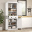 Armoire de cuisine 72,5 ", armoire de rangement autoportante traditionnelle avec 4 portes, tiroir et 3 tablettes réglables pour la salle à manger, grain de bois blanc