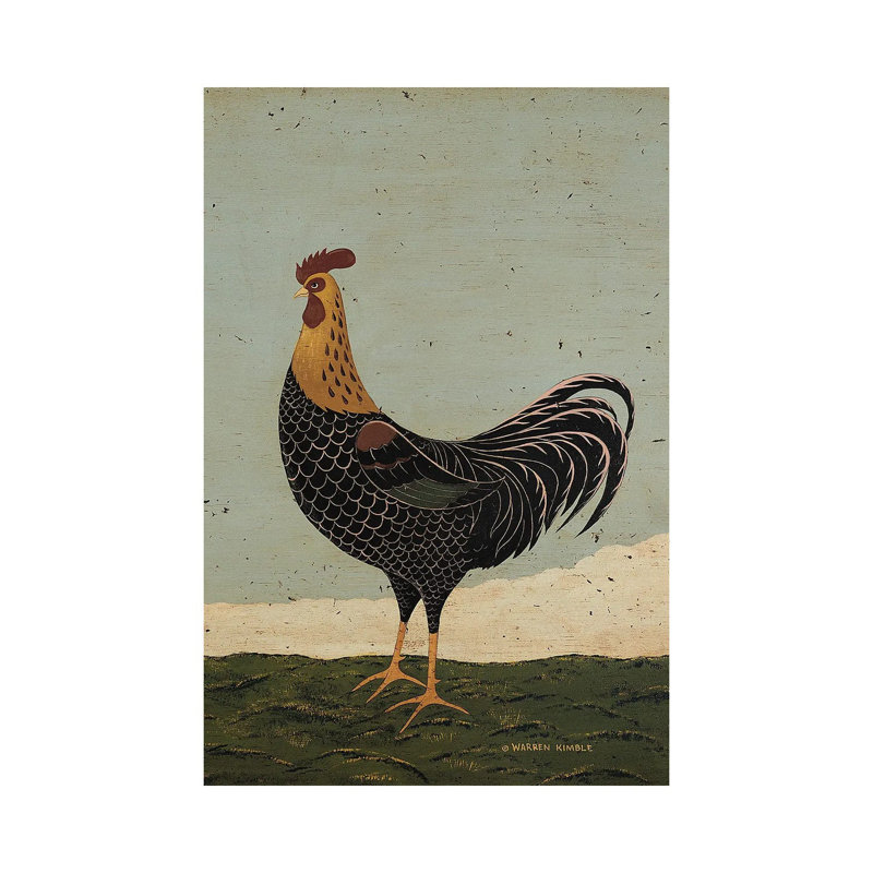 Coq faisant face à l'Ouest - reproduction d'art murale encadrée, Toile tendue, Ne s’applique pas, H 60 po x l 40 po